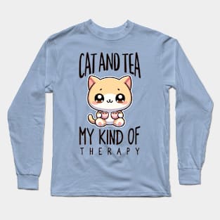 Cats & Tea My Therapy Long Sleeve T-Shirt